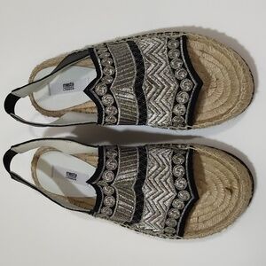 MIISTA LONDON silver black espadrilles 36 NEW